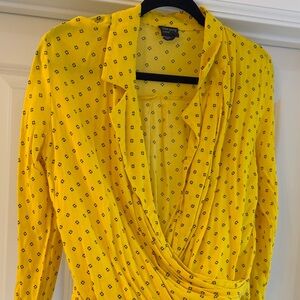 Free Press Yellow Drape Front Blouse